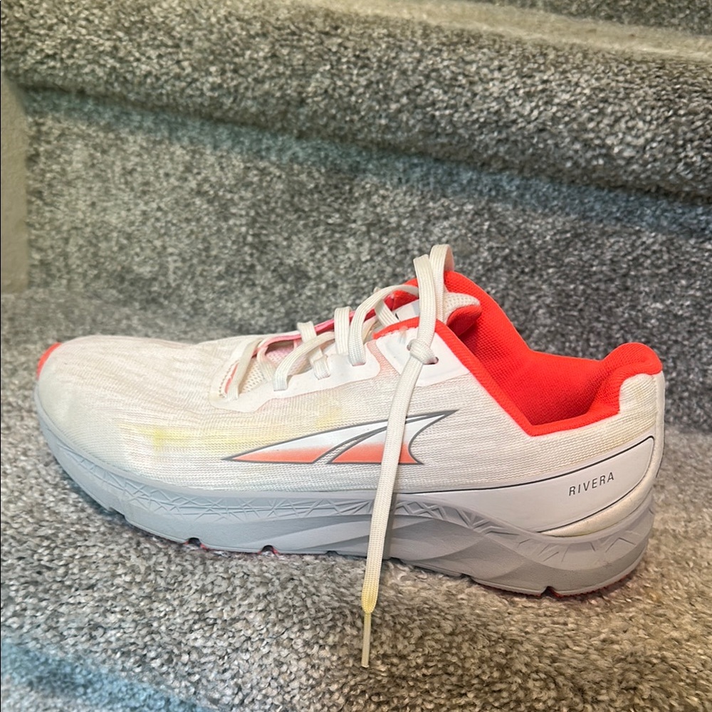 Altra Rivera White and Red Athletic Shoes with Breathable Mesh